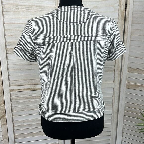 Anthropologie Ett Twa Second Line Ticking Stripe Cropped Jacket 8 - Picture 6 of 10